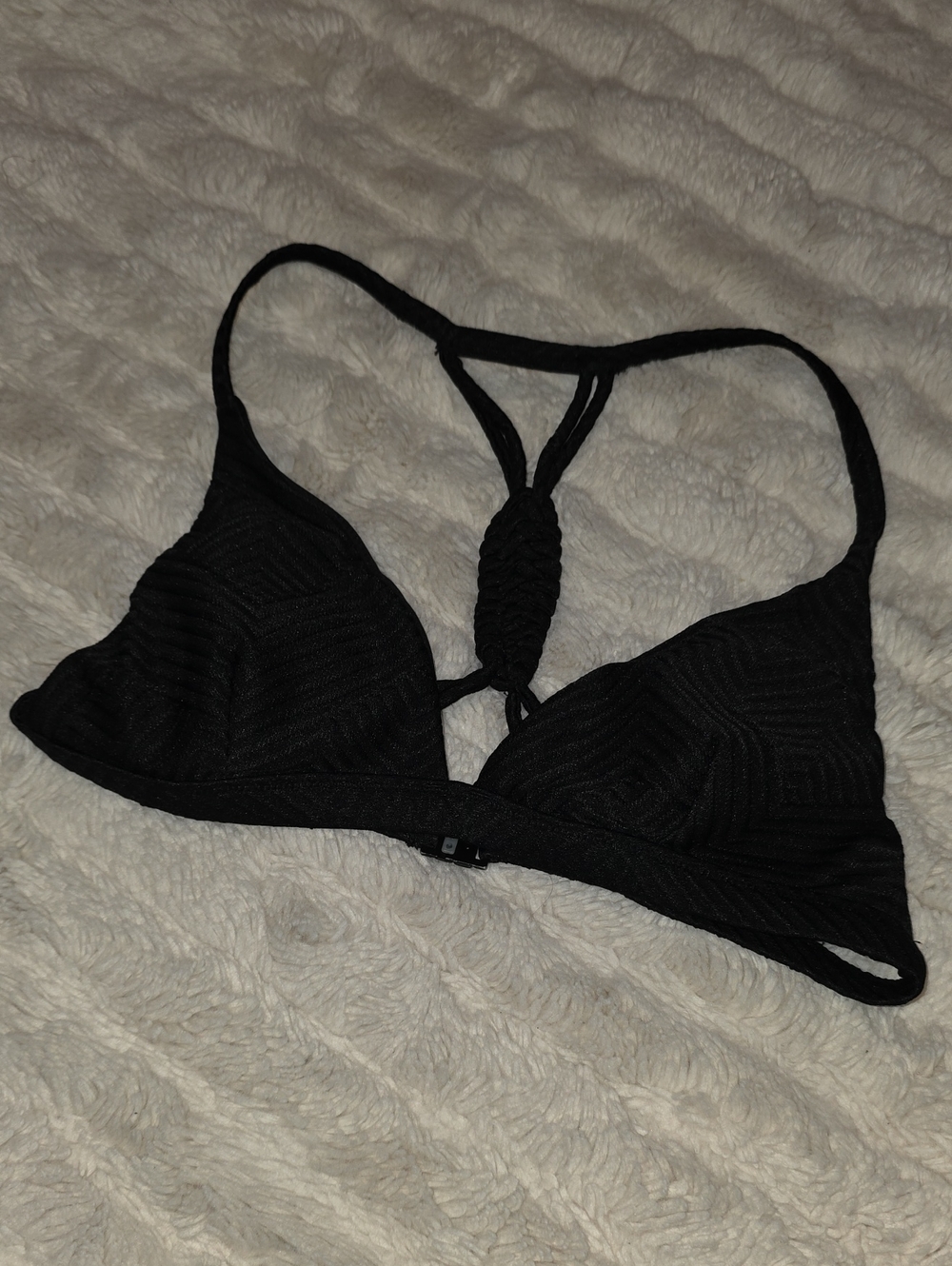 Women's Black Strappy Bralette with Decorative Back